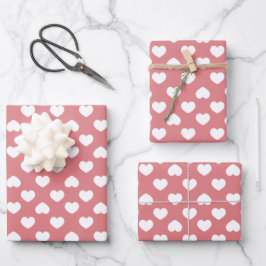 Minimalistische rosa Herzen Geschenkpapier Set