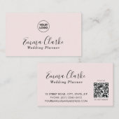 Minimalistische rosa Hochzeits-Scan-Code-Visitenka Visitenkarte (Vorne/Hinten)