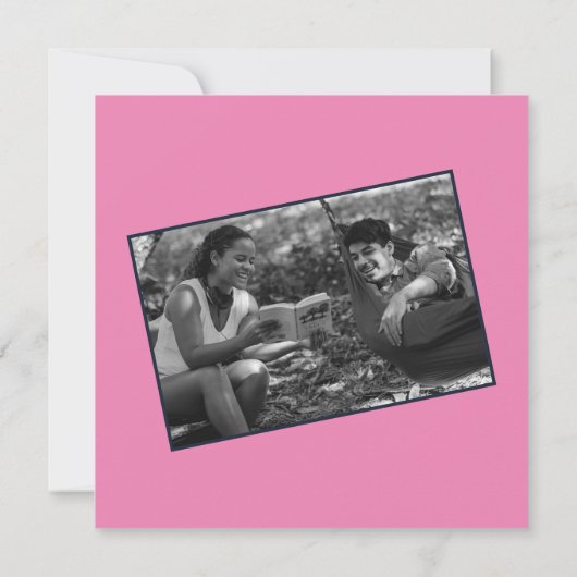 Minimalistische rosa Hochzeitsbotschaft Save The Date (Rückseite)