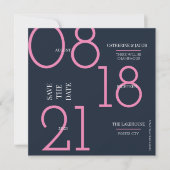 Minimalistische rosa Hochzeitsbotschaft Save The Date (Vorderseite)