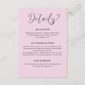 Minimalistische Rosa Hochzeitsdetails Begleitkarte (Vorderseite)