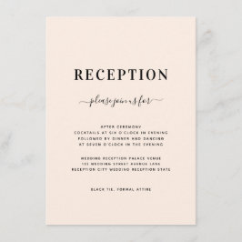 Minimalistische rosa Hochzeitsempfehlung Begleitkarte