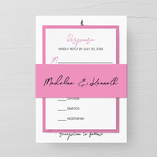 Minimalistische rosa Hochzeitseröffnungsband Einladungsbanderole