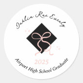 Minimalistische Rosa Kappe und Bow-Abschluss Runder Aufkleber (Vorderseite)