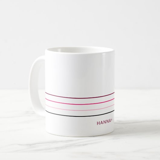 Minimalistische rosa Linien Kaffeetasse (Vorderseite Links)