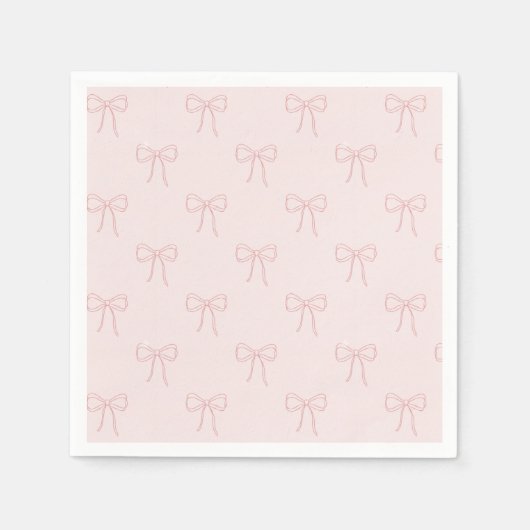 Minimalistische rosa Linienkunst-Schleife Serviette (Vorderseite)