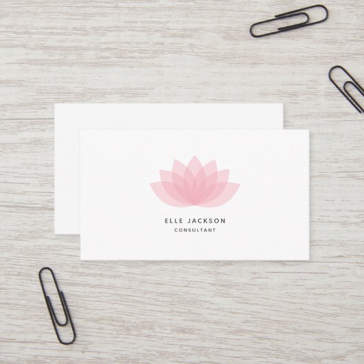 Minimalistische Rosa-Lotus-Visitenkarte Visitenkarte (Vorderseite/Rückseite Beispiel)
