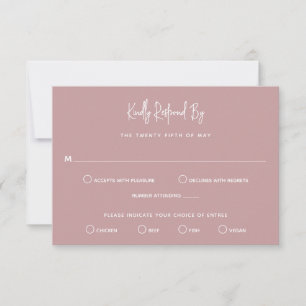 Minimalistische rosa Moderne Hochzeit RSVP Karte
