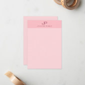 Minimalistische, rosa, moderne Monogramm-Vorlage Mitteilungskarte (Vorderseite/Rückseite Beispiel)