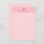 Minimalistische, rosa, moderne Monogramm-Vorlage Mitteilungskarte (Vorne/Hinten)