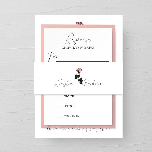 Minimalistische Rosa-Monogramm-Hochzeit Einladungsbanderole