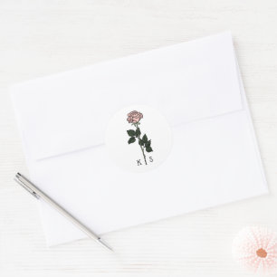 Minimalistische Rosa-Monogramm-Hochzeit Runder Aufkleber