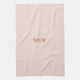 Minimalistische Rosa-Monogramm-Initialen Geschirrtuch