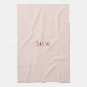 Minimalistische Rosa-Monogramm-Initialen Geschirrtuch