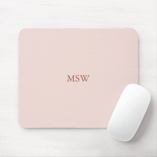 Minimalistische Rosa-Monogramm-Initialen Mousepad (Mit Mouse)