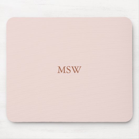 Minimalistische Rosa-Monogramm-Initialen Mousepad (Vorne)