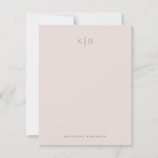 Minimalistische Rosa-Monogramm-Karte Mitteilungskarte (Vorderseite)