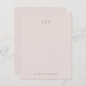 Minimalistische Rosa-Monogramm-Karte Mitteilungskarte (Vorne/Hinten)