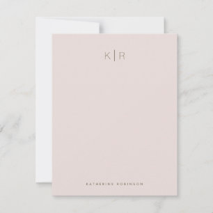 Minimalistische Rosa-Monogramm-Karte Mitteilungskarte