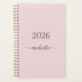 Minimalistische Rosa Monogramm Name Giralskript Planer (Vorderseite)
