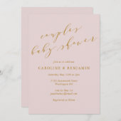 Minimalistische Rosa Paare Kinderdusche Einladung (Vorne/Hinten)