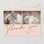 Minimalistische Rosa Rahmen 2 Foto Hochzeit Vielen Postkarte (Vorderseite)