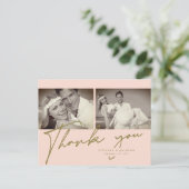 Minimalistische Rosa Rahmen 2 Foto Hochzeit Vielen Postkarte (Stehend Vorderseite)