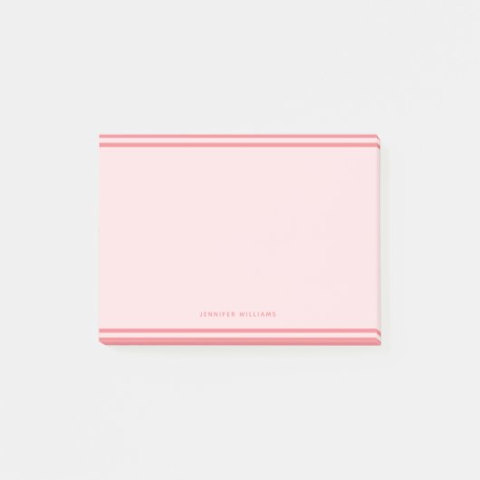 Minimalistische rosa Ränder feminin elegant Post-it Klebezettel (Vorderseite)