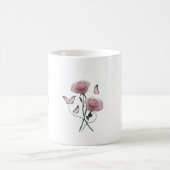 Minimalistische rosa Rose Schmetterling Klassische Kaffeetasse (Mittel)