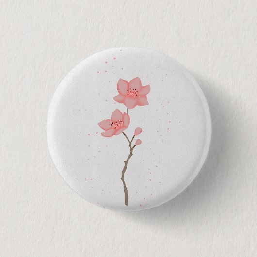 Minimalistische rosa Sakura-Kirschblüten-Blumenkun Button (Vorderseite)
