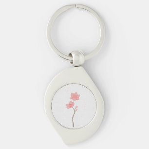 Minimalistische rosa Sakura-Kirschblüten-Blumenkun Schlüsselanhänger