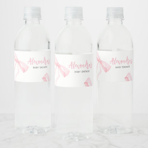 Minimalistische rosa Schleife Baby-Party Wasserflaschenetikett
