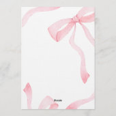 Minimalistische rosa Schleife Baby Shower Einladung (Rückseite)