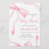 Minimalistische rosa Schleife Baby Shower Einladung (Vorderseite)