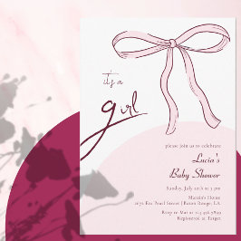 Minimalistische rosa Schleife Es ist eine Girl Bab Einladung