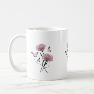 Minimalistische rosa Schmetterling-Klassiktasse Kaffeetasse