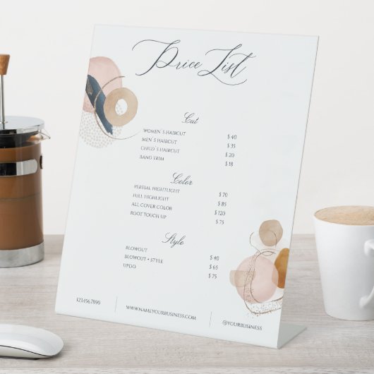 Minimalistische Rosa Schönheitssalon Preisliste Sockelschild (In Situ)