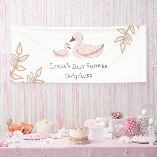 Minimalistische Rosa Schwanenblume Prinzessin & Ma Banner (Party)