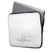 Minimalistische Rosa-Script-Monogram-Initialen Laptopschutzhülle (Vorderseite Links)