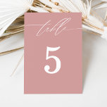 Minimalistische rosa Script-Tischnummer Tischnummer<br><div class="desc">Eine minimalistische Tischnummer-Karte für Hochzeitsfeiern oder besondere Anlässe.</div>