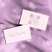 Minimalistische rosa Signatur QR Code Business Car Visitenkarte