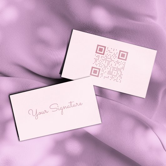 Minimalistische rosa Signatur QR Code Business Car Visitenkarte