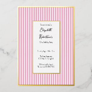 Minimalistische rosa Streifen Gold 97. Geburtstag Folieneinladung