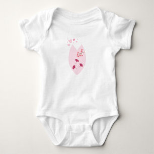 Minimalistische rosa Tulpenblatt-Ginkgo-Blätter-He Baby Strampler