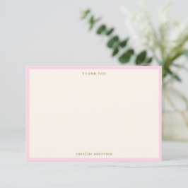 Minimalistische rosa Umrandung personalisierter Na Dankeskarte