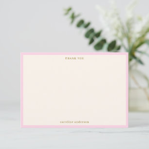 Minimalistische rosa Umrandung personalisierter Na Dankeskarte