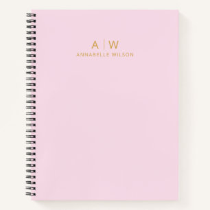 Minimalistische rosa und goldfarbene moderne Monog Notizblock