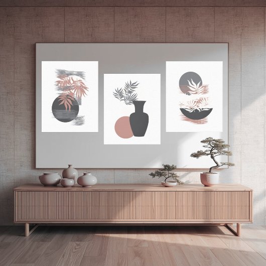 Minimalistische Rosa und Grau Leinwand Kunst, Dich