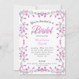 Minimalistische Rosa- und Graudusche Save The Date
