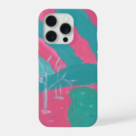 Minimalistische rosa und grüne Landschaftshandyhül iPhone 15 Pro Hülle
